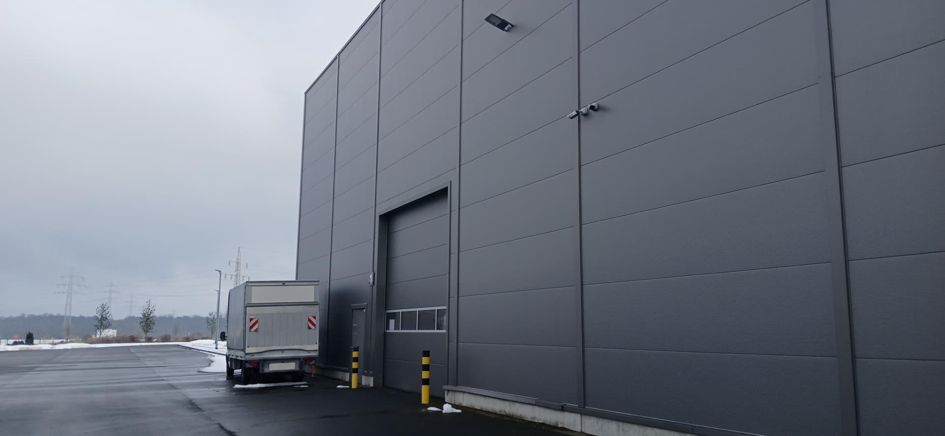 Modern logistics warehouse and loading area